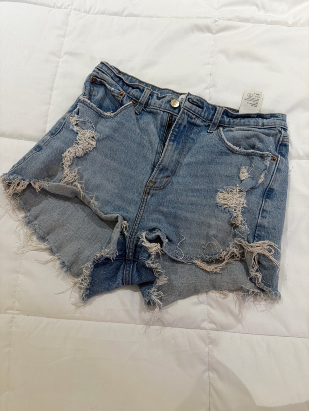 Abercrombie & Fitch Light Blue Distressed Denim Shorts